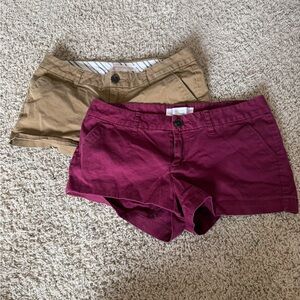 No Boundaries Burgundy and Tan Women's Shorts